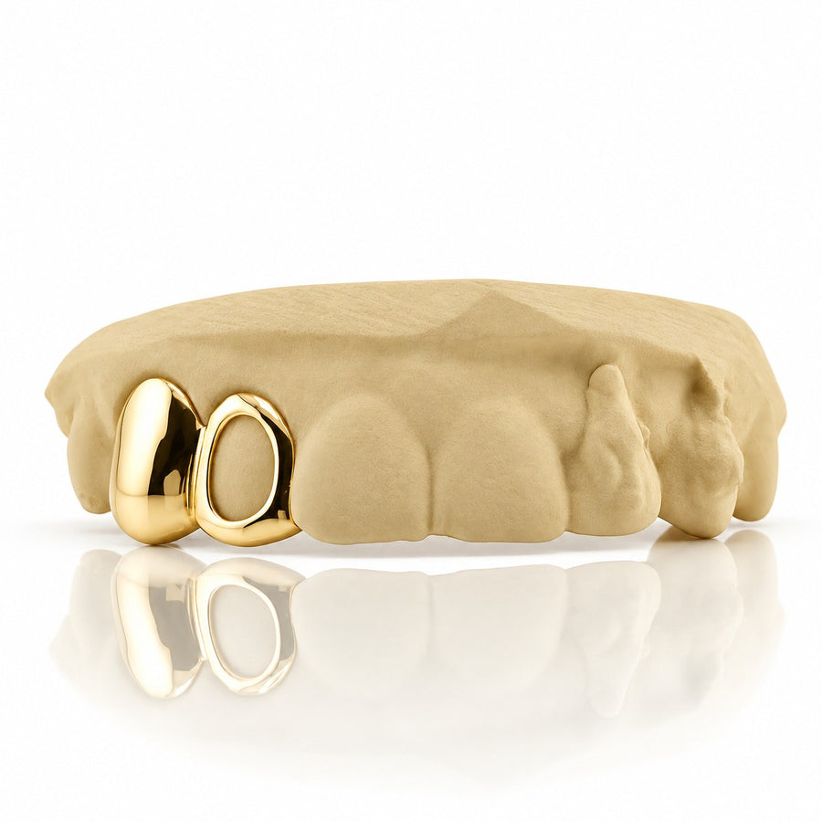 Custom 2pcs Solid x Open Face Grillz: 925 Sterling Silver (Free Mold Kit)