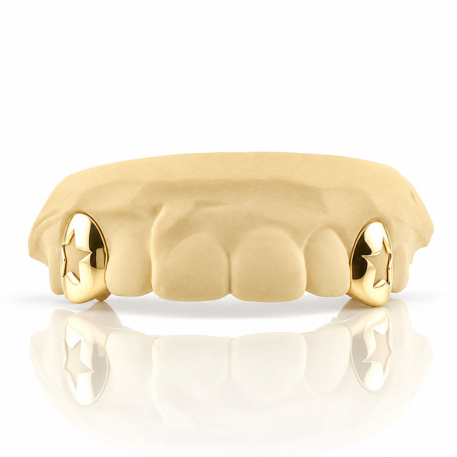 Custom 2pcs Twin Star Open Grillz: 925 Sterling Silver (Free Mold Kit)