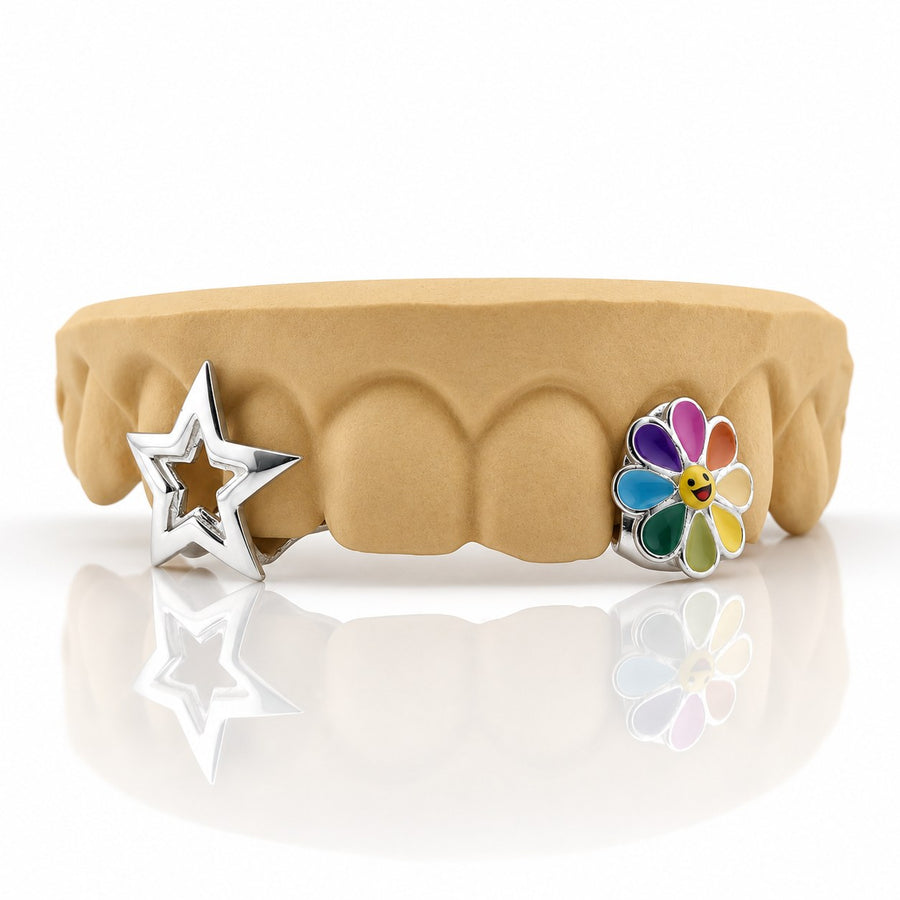 Custom 4pcs Cosmic Bloom Grillz: 925 Sterling Silver (Free Mold Kit)