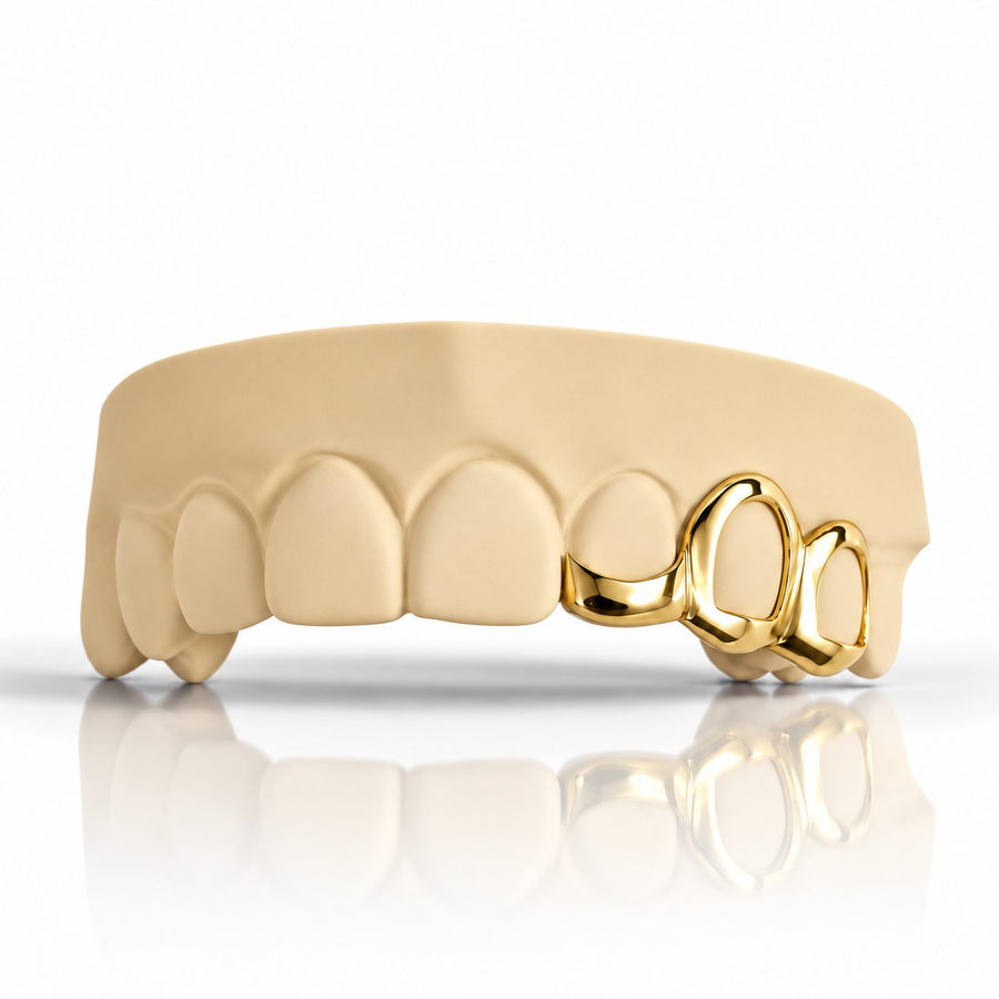 Custom 3pcs Open Face x Curved Tip Grillz: 925 Sterling Silver (Free Mold Kit)