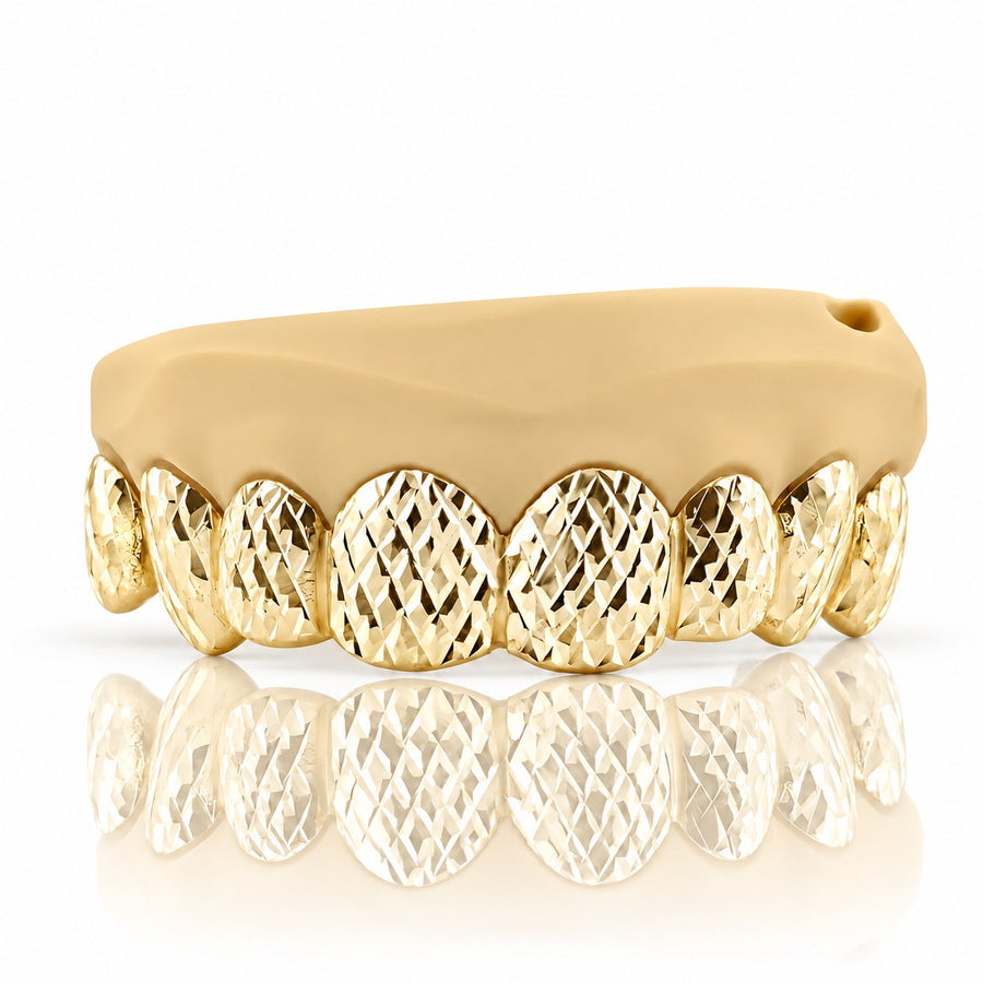 Custom 6pcs Full Diamond Cuts Grillz: 925 Sterling Silver (Free Mold Kit)
