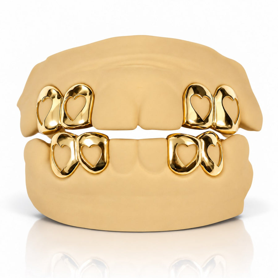 Custom 4pc Open Hearts GRILLZ: 925 Sterling Silver (Free Mold Kit)