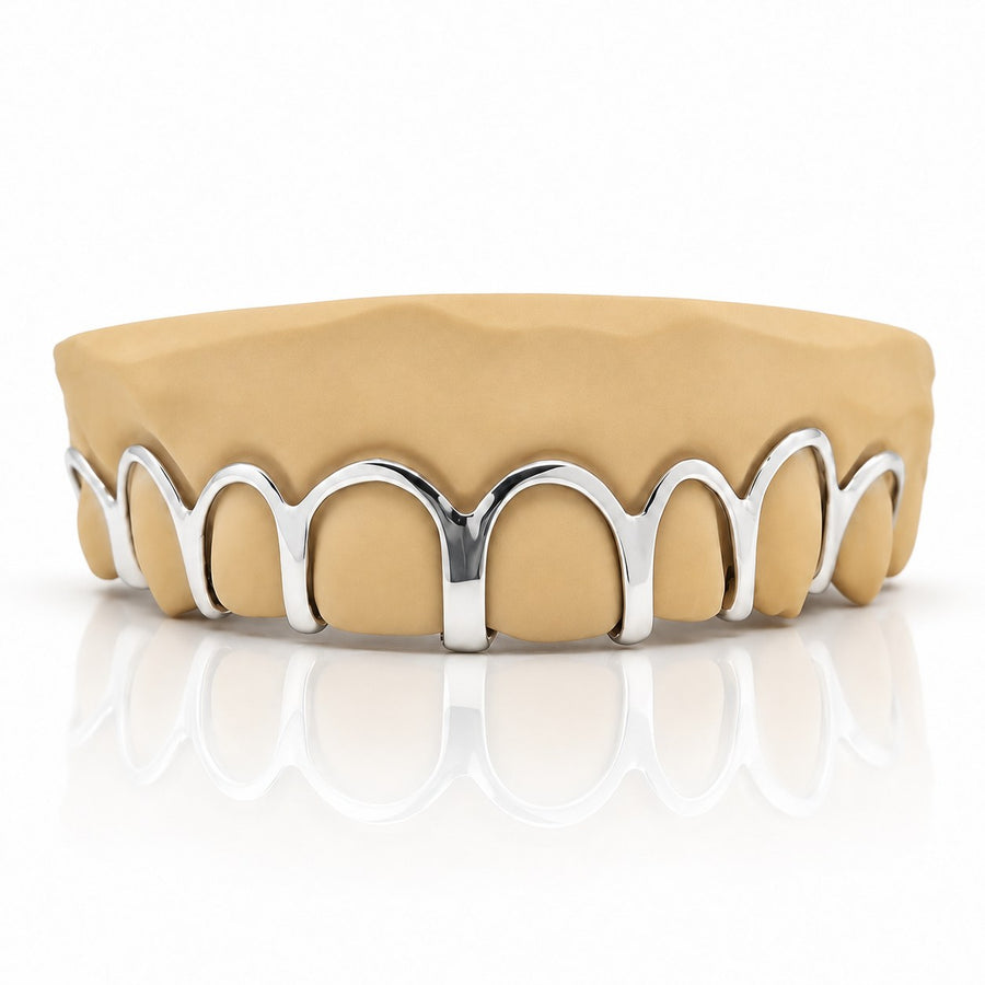 Custom 8pcs Open Face Style Grillz: 925 Sterling Silver (Free Mold Kit)