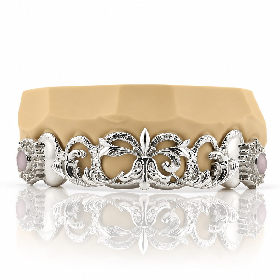 Custom 8pcs Crown of Blossoms Grillz: 925 Sterling Silver (Free Mold Kit)